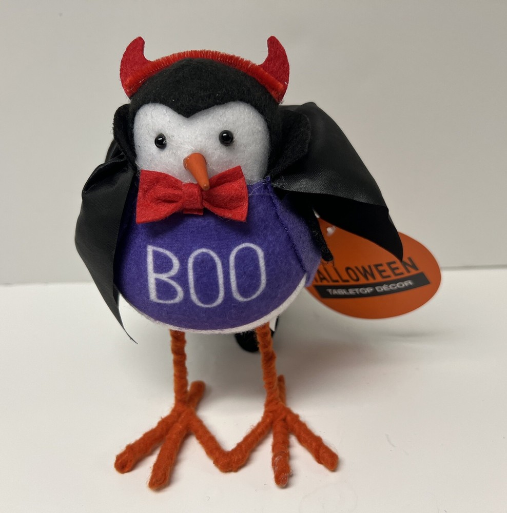 Bird Witch & Devil Vampire Birds With Tags - 2 Halloween Birds