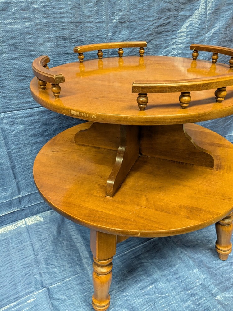 Vintage Two Tier End Table Round Side Table