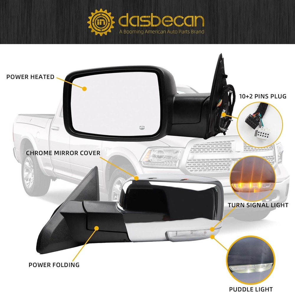 Driver Side Mirror Compatible with 2014-2018 Ram 1500,2013-2018 Ram 2500 Left Do