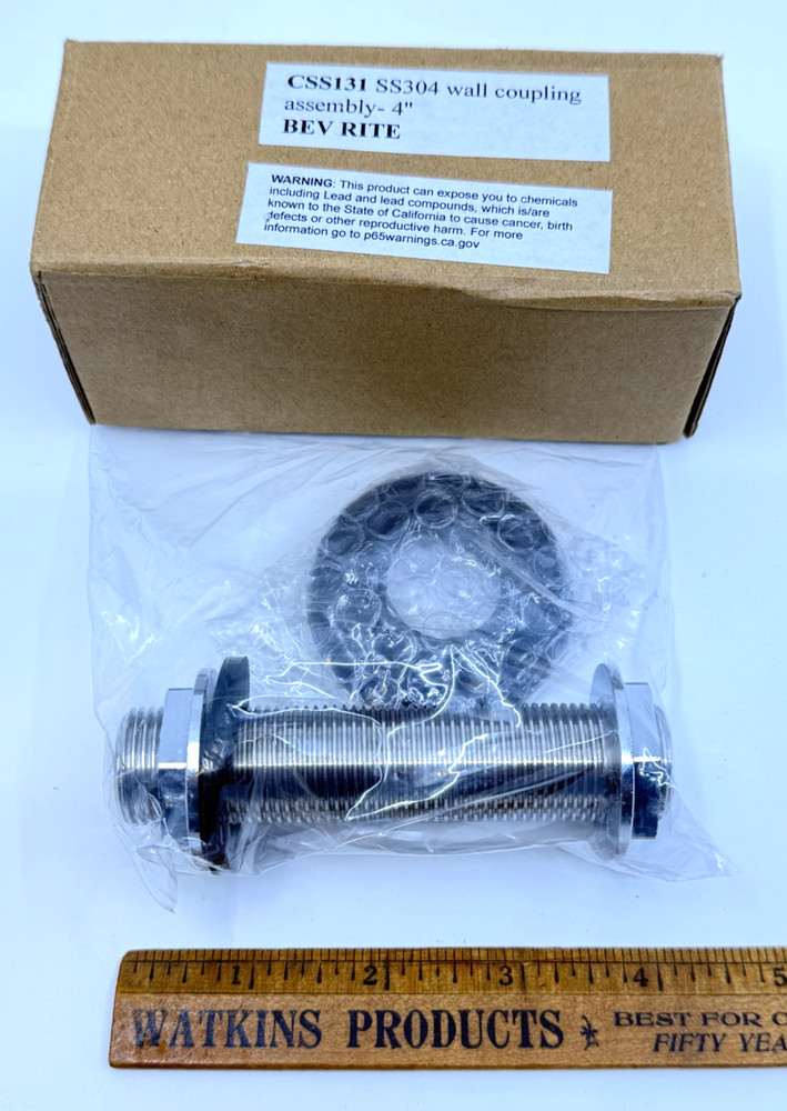 NEW Bev Rite Stainless Steel 4" Beer Keg Wall Coupling Assembly CSS131