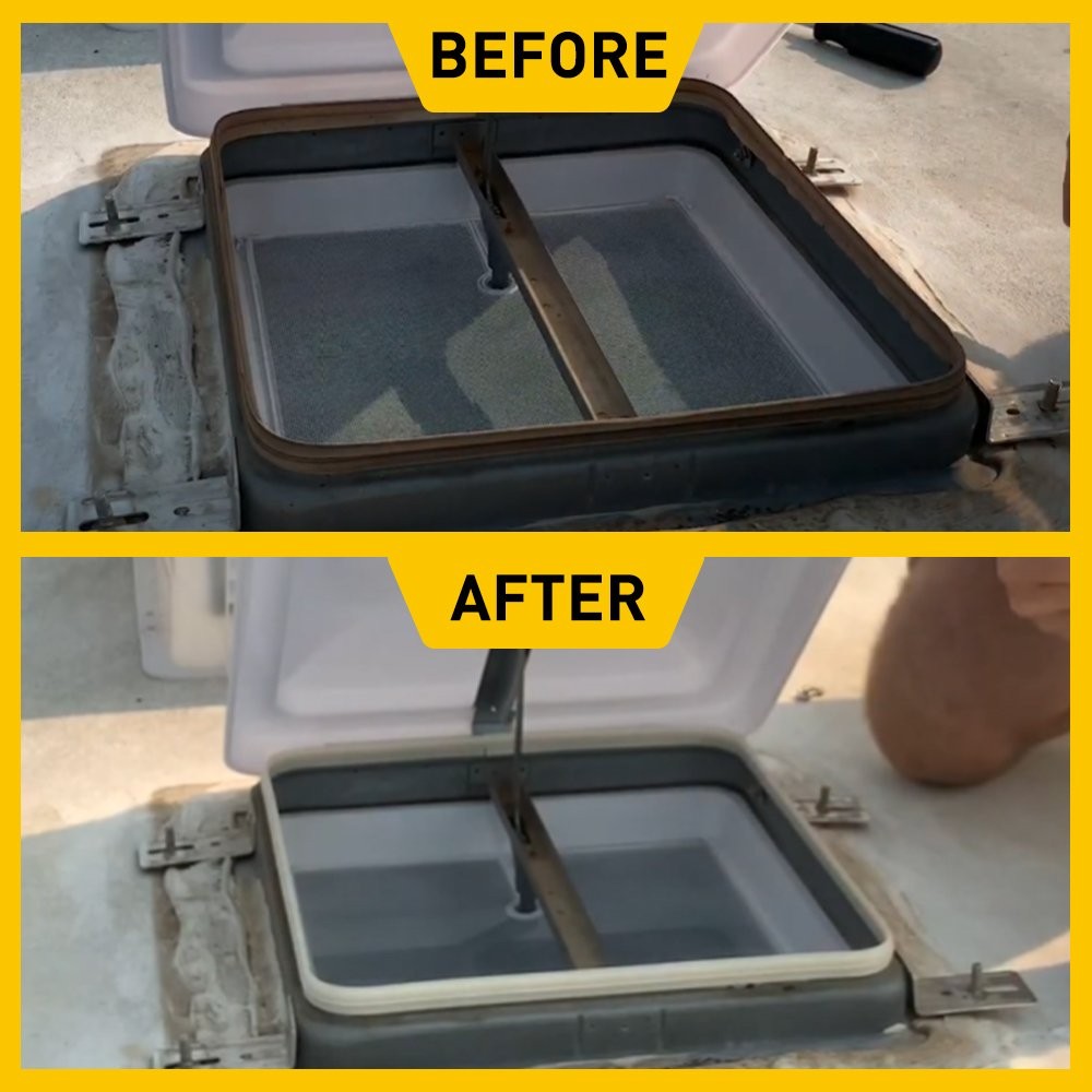 2x RV Roof Vent Seal White Vinyl 51" Camper Ventline Vent Fan Gasket TPE Rubber