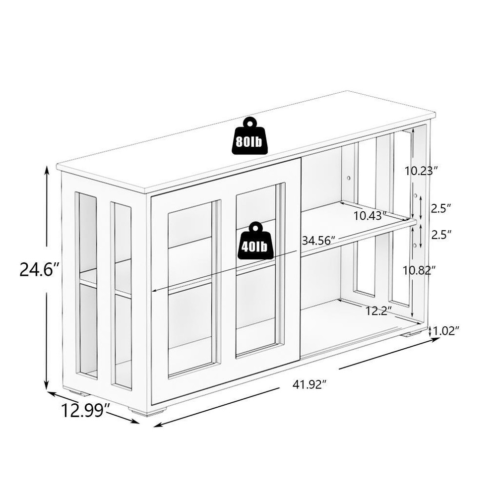 Modern Home Dining Room Buffet Sideboard Server Cabinet with Glass Doors Decor
