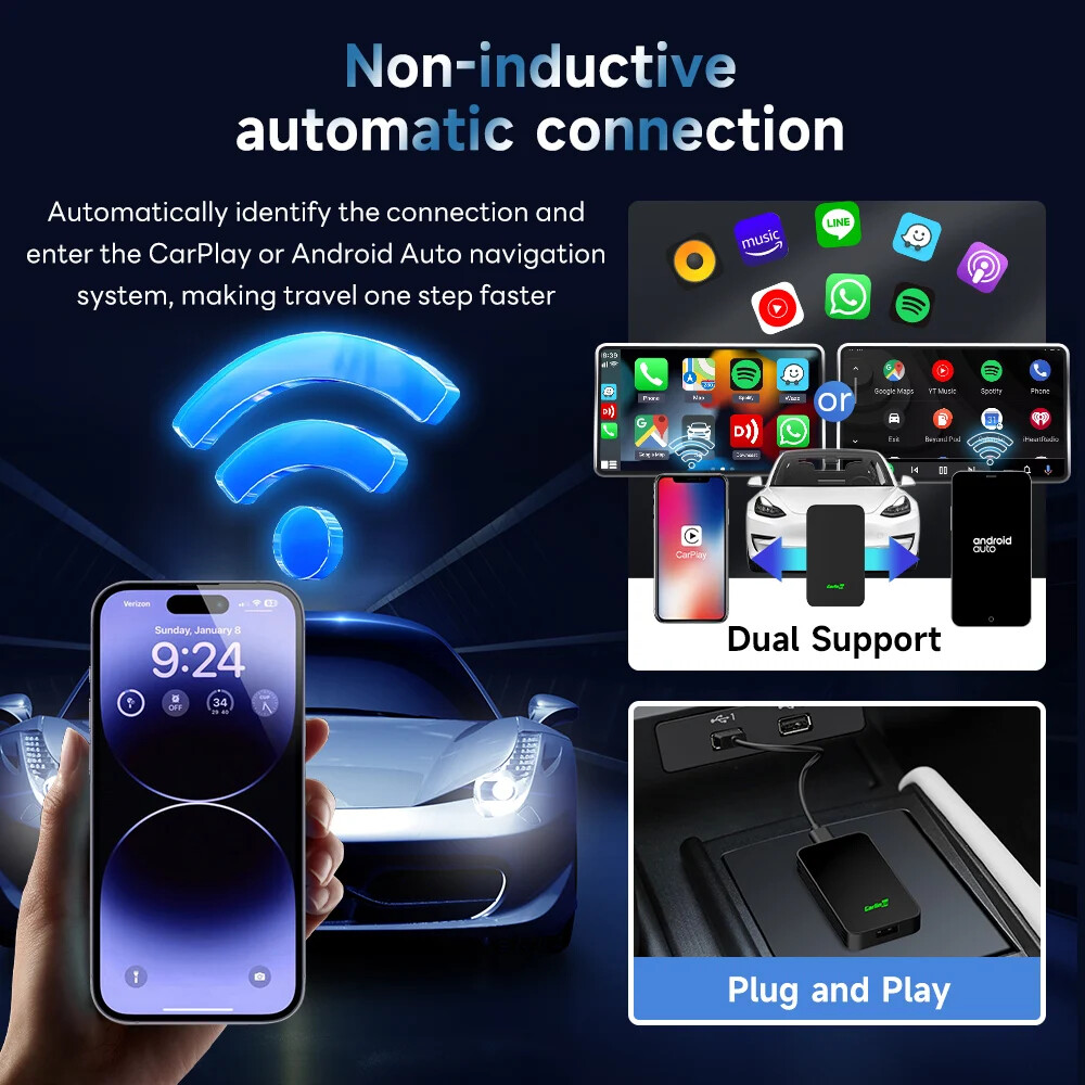 Mini Android Auto Wired Wireless Adapter Navigation Box 5G WiFi Auto-connect