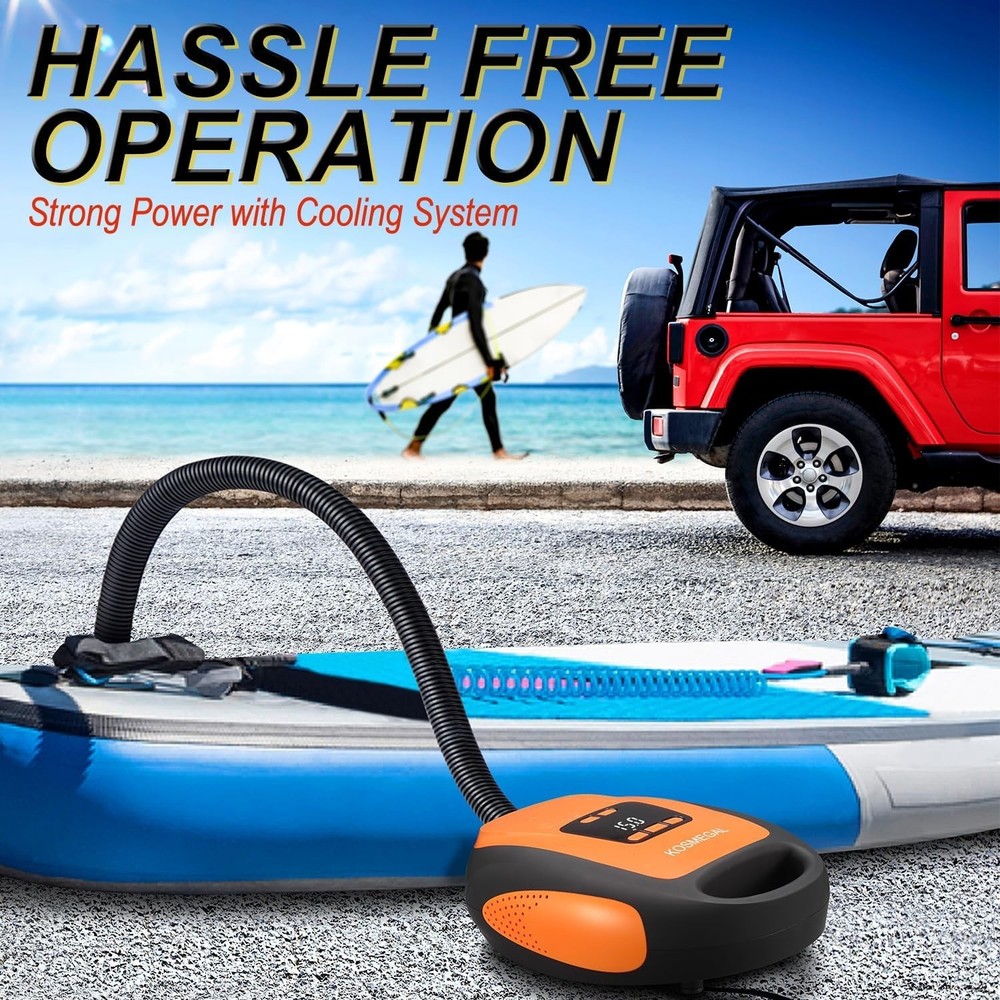 Effortless 20PSI Air Compressor for Paddle Boards - Auto-Off & Deflate Function
