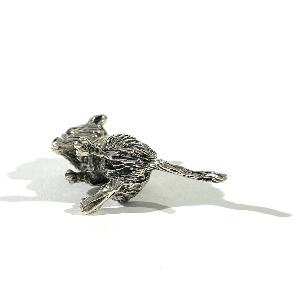 vintage solid silver mouse miniature , hallmarked italian figurine