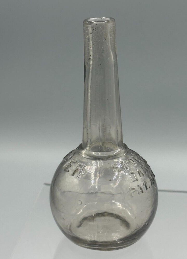 1913 STOCKING DARNER - AMSTER Glass CANDY CONTAINER Antique E&A 703