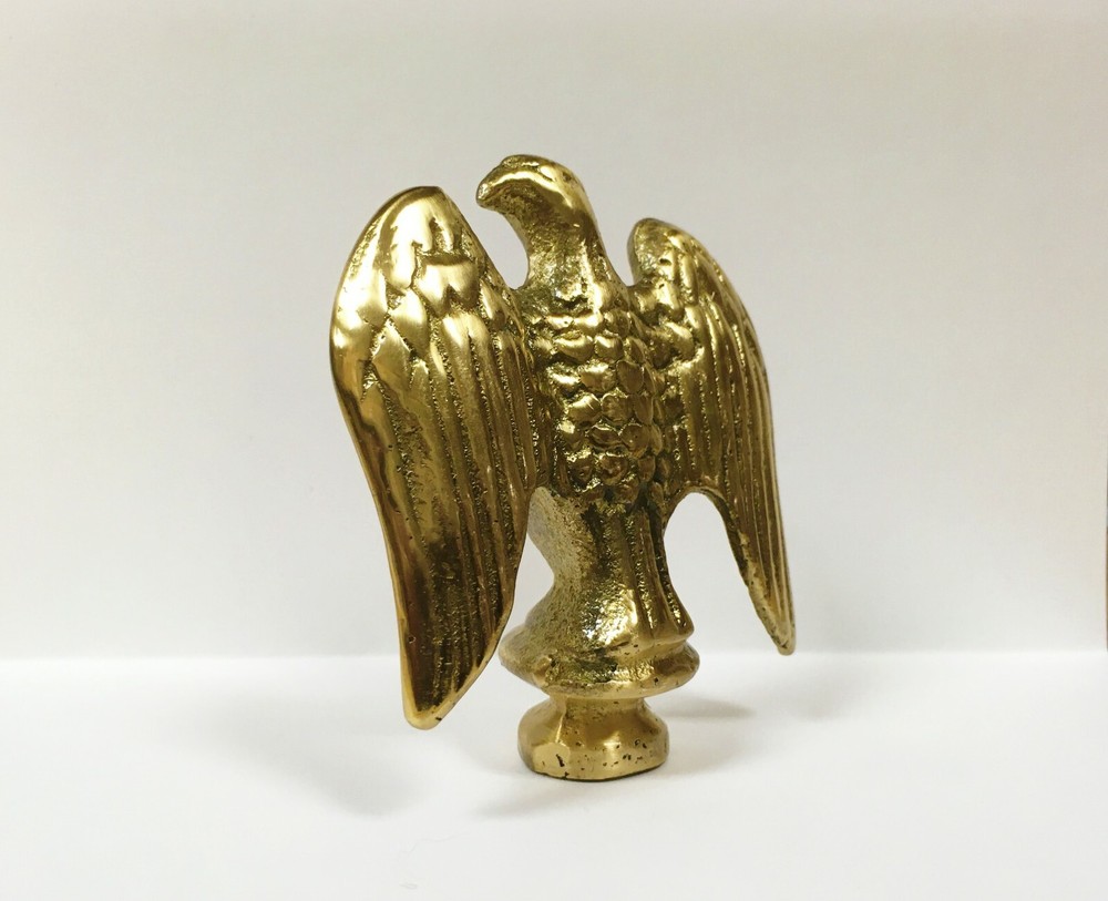 Lamp Finial-Solid Cast BRASS EAGLE, Highly Detailed W/Dual Threads, WB Finish