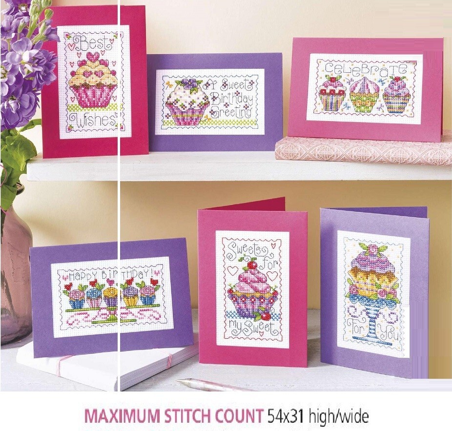 CUPCAKE CARDS   CROSS STITCH  PATTERN ONLY    EQ - RAU