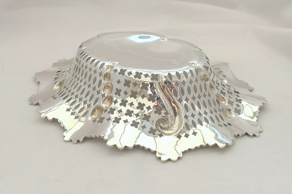 RARE VICTORIAN HM STERLING SILVER PIERCED FRUIT DISH 1894