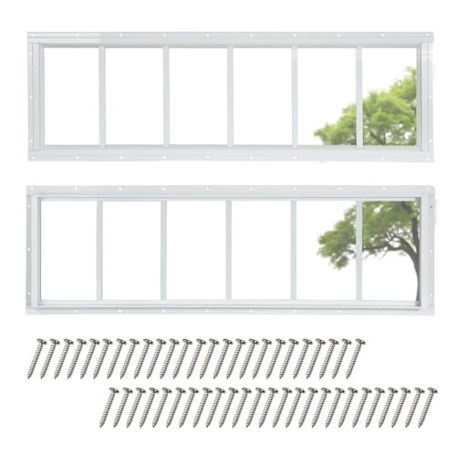 2 Pack Shed Windows, 10"x35" Transom Window Fixed Design with 10" x35" White