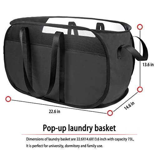 Pop Up Laundry Hamper，with Durable Handles collapsible laundry Black