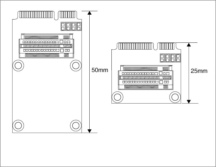 M.2 B Key SATA SSD to mSATA Full/Half Size 90 degree Right Angle Adapter Card