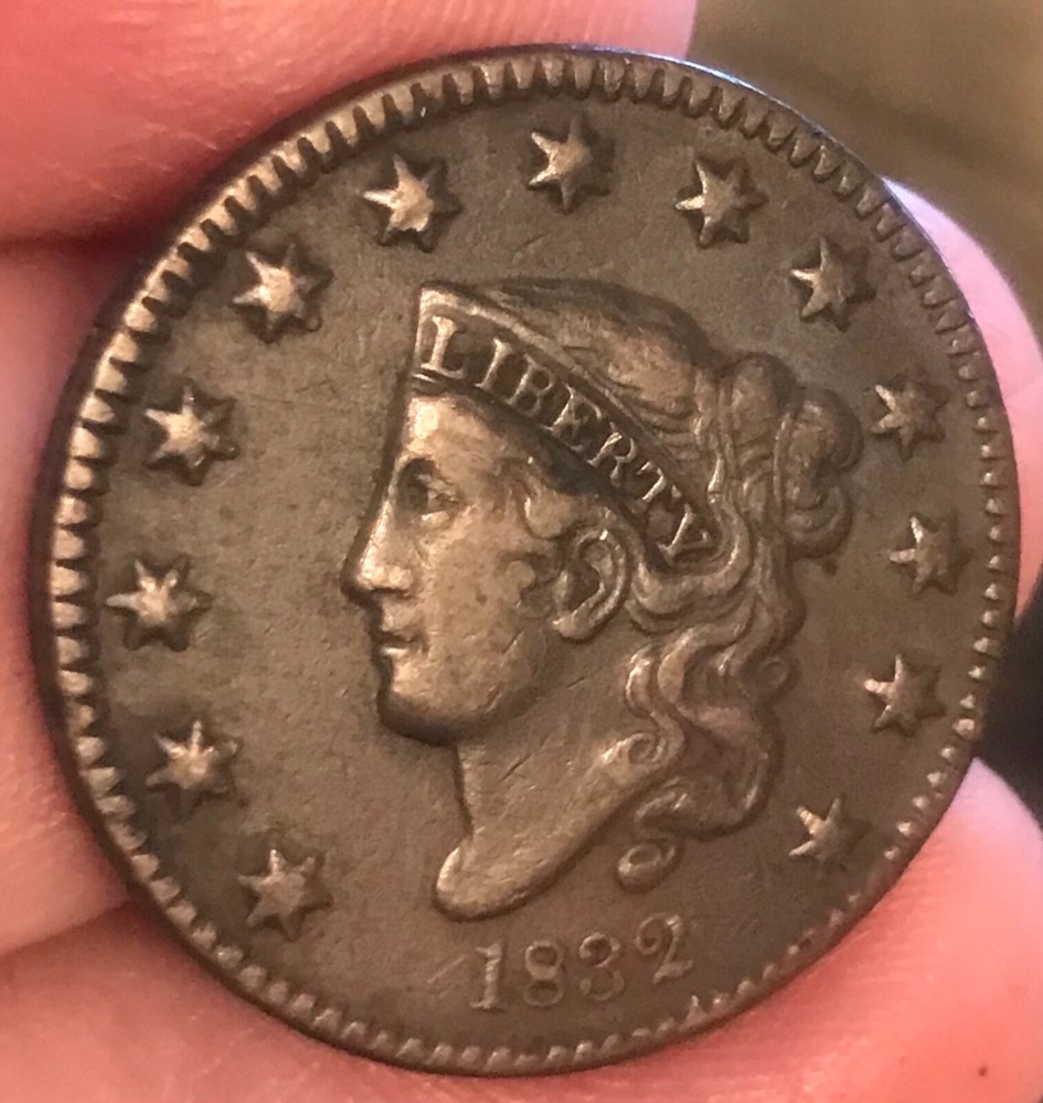 1832 Coronet Head Large Cent ,XF