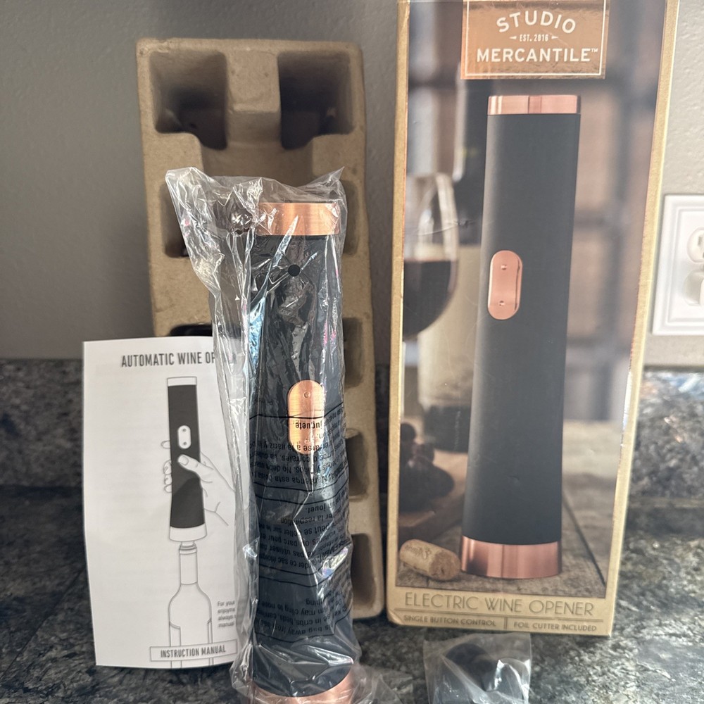 Studio Mercantile, Electric Wine Opener, Single Button Control And Foil Cutter