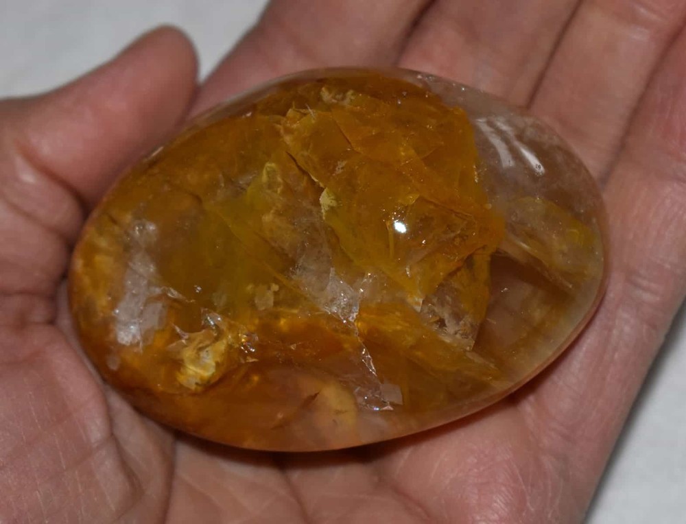 Yellow Hematoid Quartz Palm Stone #14