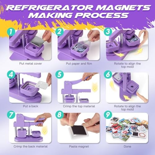Square Magnet Button Maker Press Machine with 100 Sets Square Badge Making