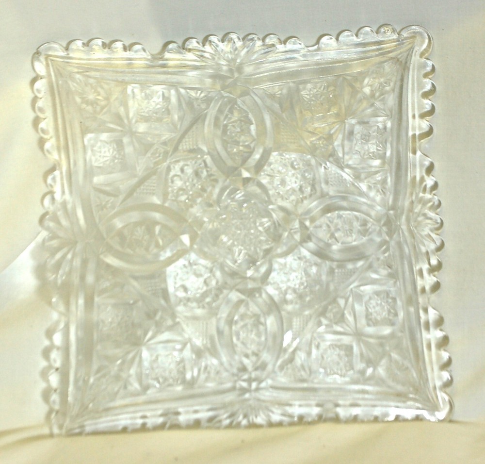 Square Tidbit Candy Dish Ruffle Edge Clear Glass