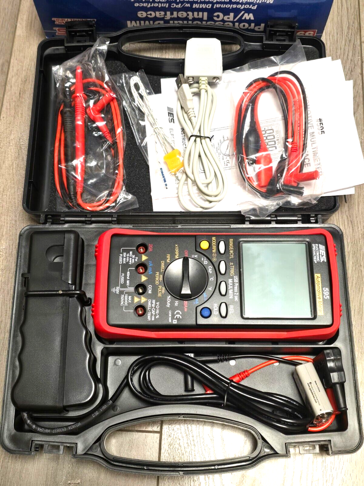 ESI Pro Large Display Digital Multimeter w/PC Interface, Leads, Temp & Case #595