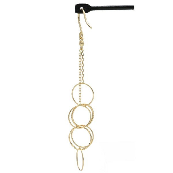 18K Gold Circle Long Chain Drop Earrings (Pair)