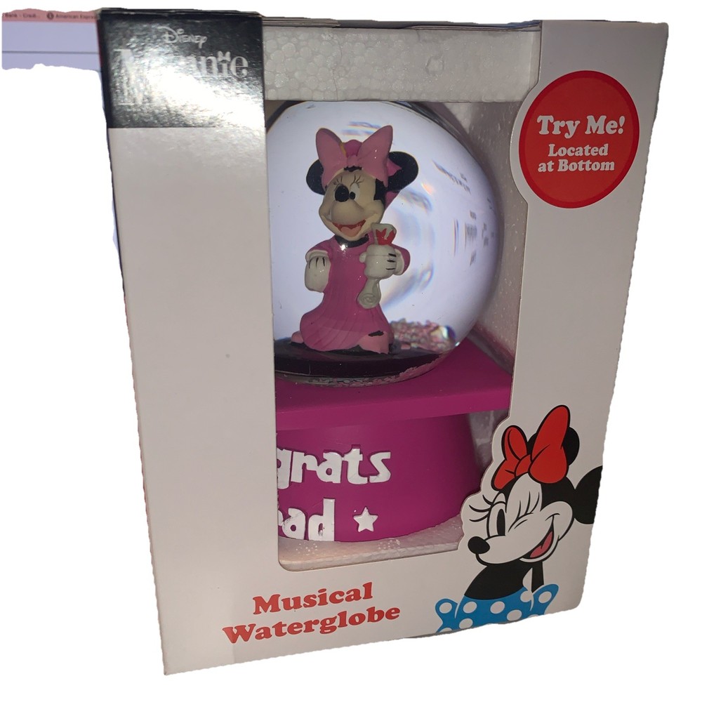 Minnie Mouse Graduation Musical Water Globe