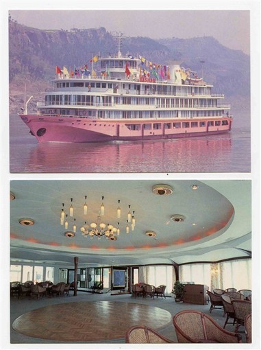 2 SS Bashan Chinese River Boat Postcards China