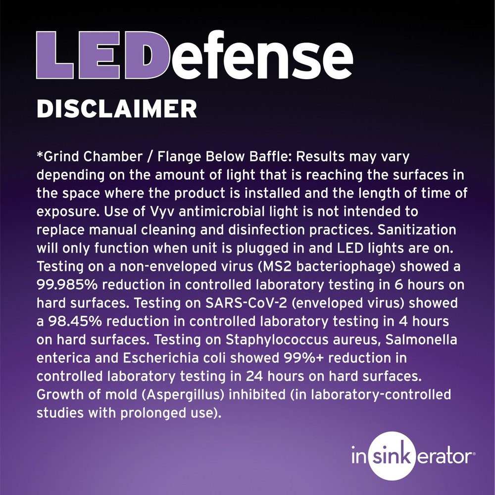 INSINKERATOR LEDefense Garbage Disposal Flange, Antimicrobial LED Accessory for