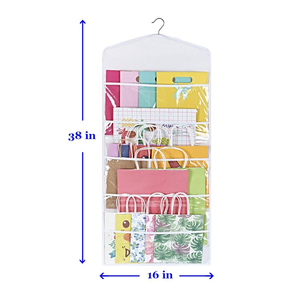 Hanging Double Sided Gift Bag Storage Organizer With Multiple Front And Back Poc