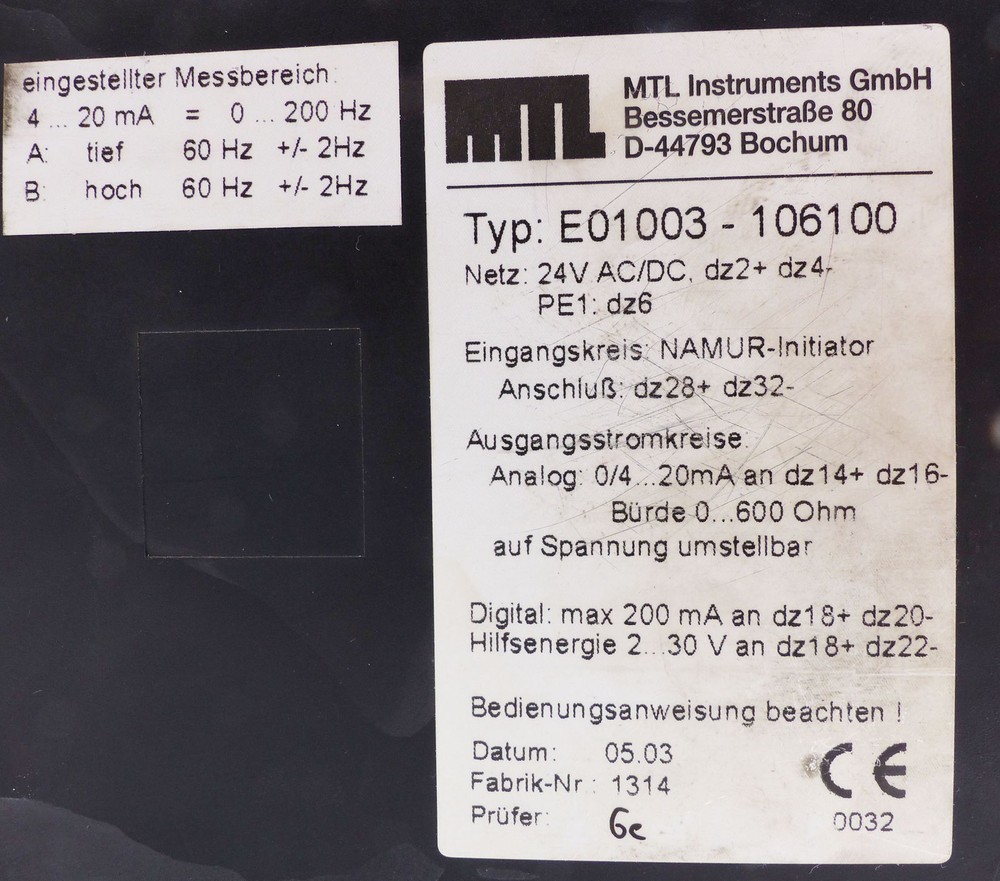 MTL Instruments E01003-106100 -used-