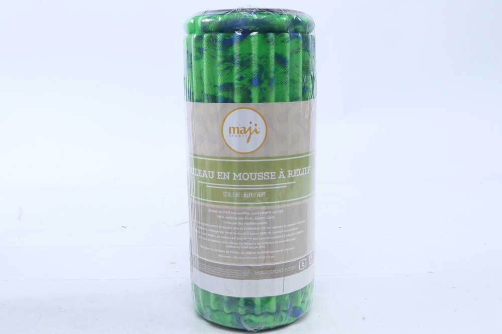 Maji Sports Solid Tri-Ribbed Foam Roller 13"x6" Blue/Green