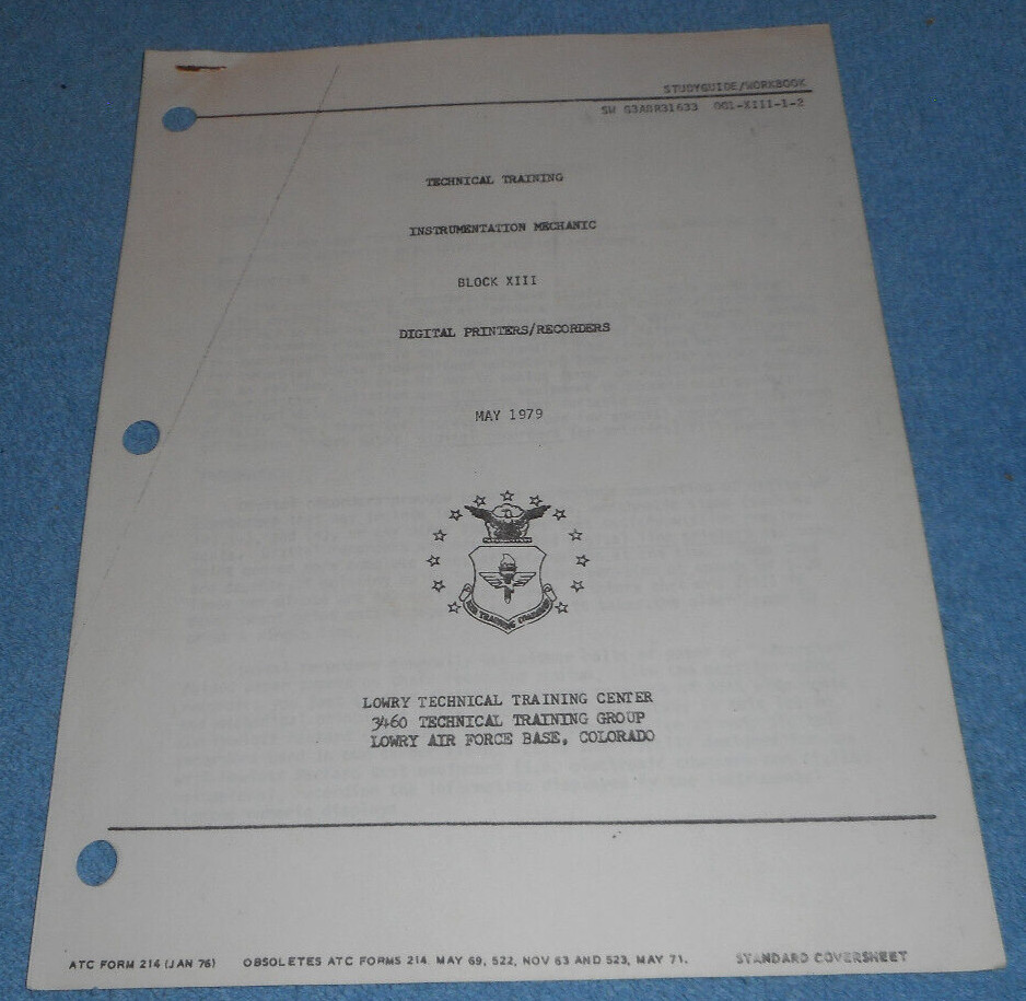 1979 US Air Force Technical Training Study Guide Digital Printers/Recorders
