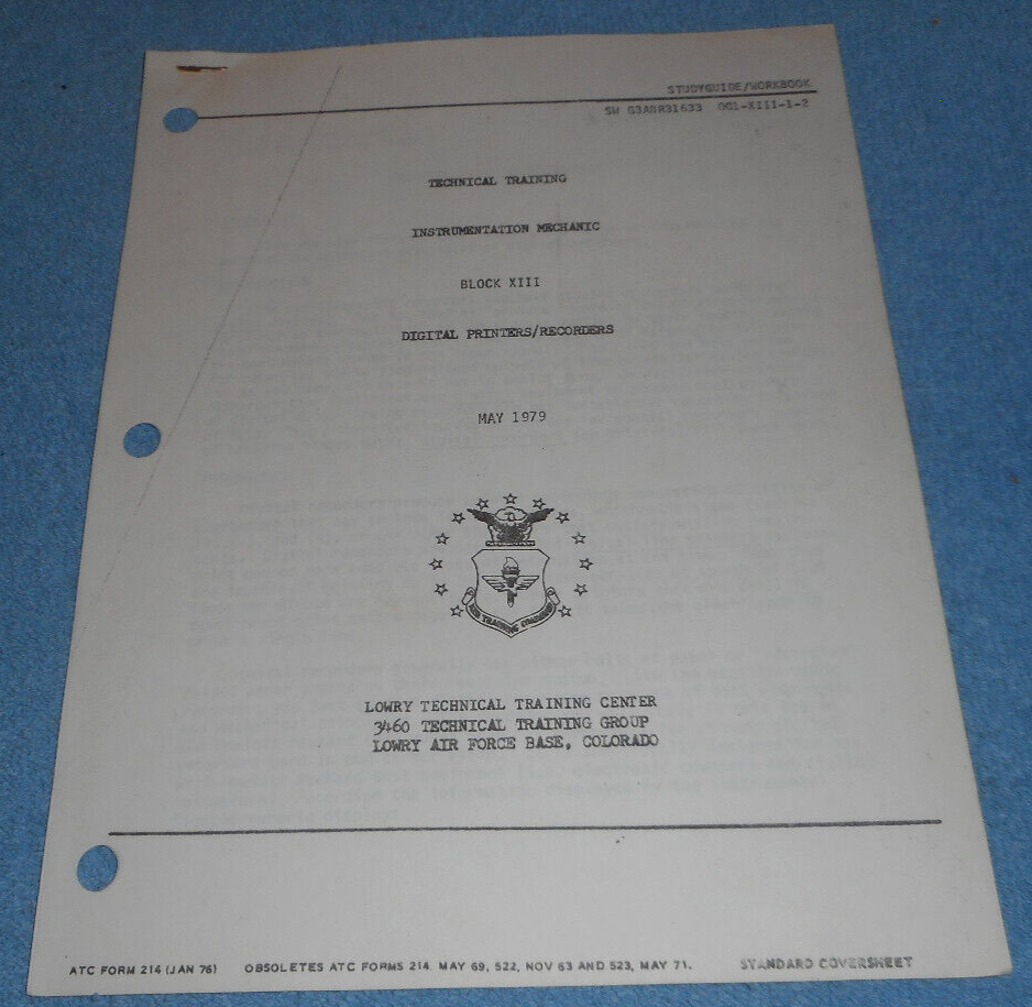 1979 US Air Force Technical Training Study Guide Digital Printers/Recorders