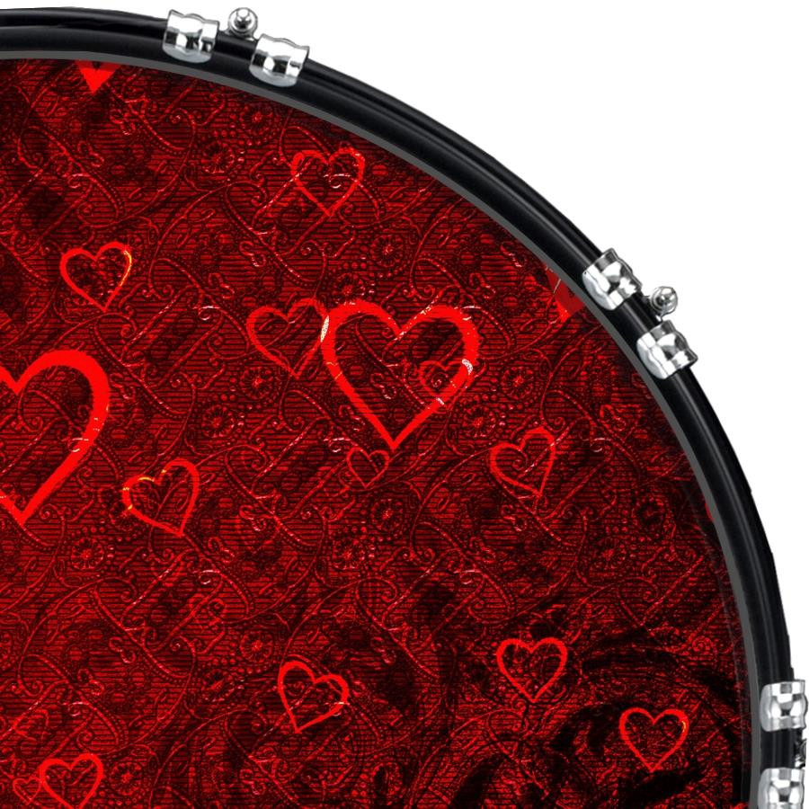 20" Custom Bass Kick Drum Front Head Graphic Graphical Hearts