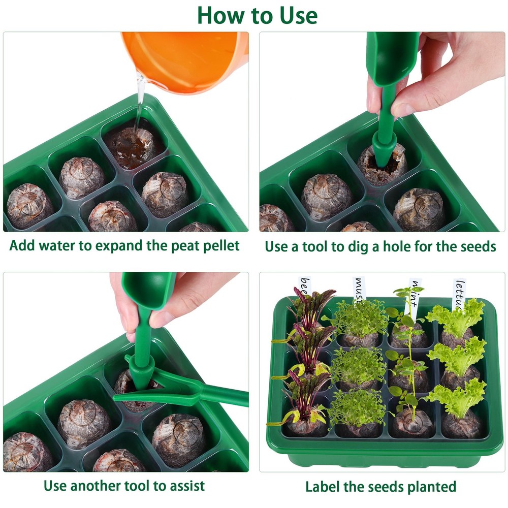 10 Sets Starter Tray Kit Starter Trays with Humidity Dome and Base Include 12...