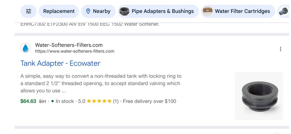 ECOWATER Water Softener Tank Adapter