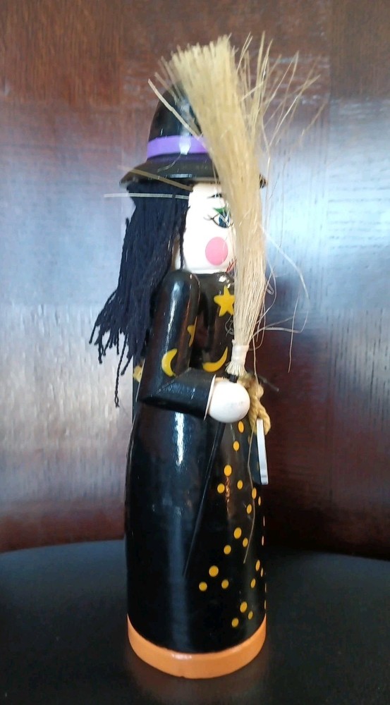 Halloween Witch Nutcracker Wood 10.25" Tall - Hand Made