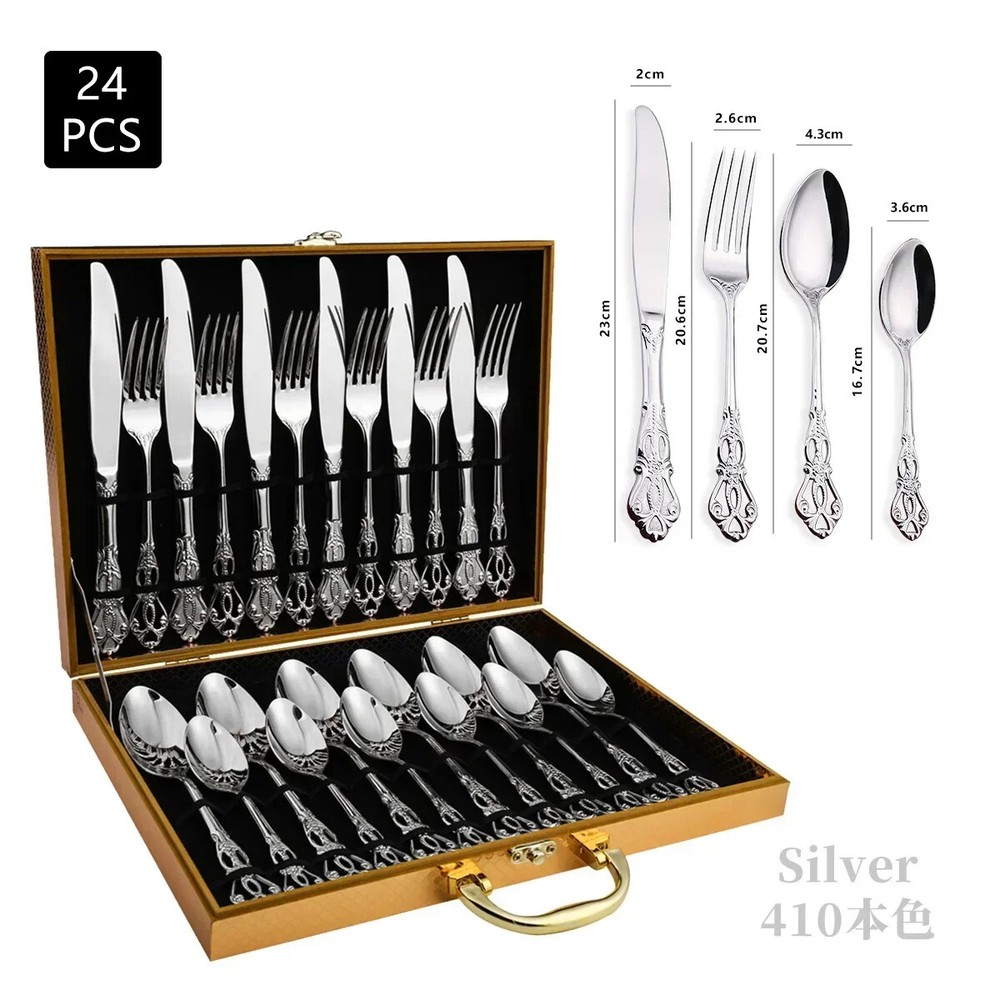 Stainless Steel Cutlery Set Luxury Complete Dinnerware Set Box Tableware