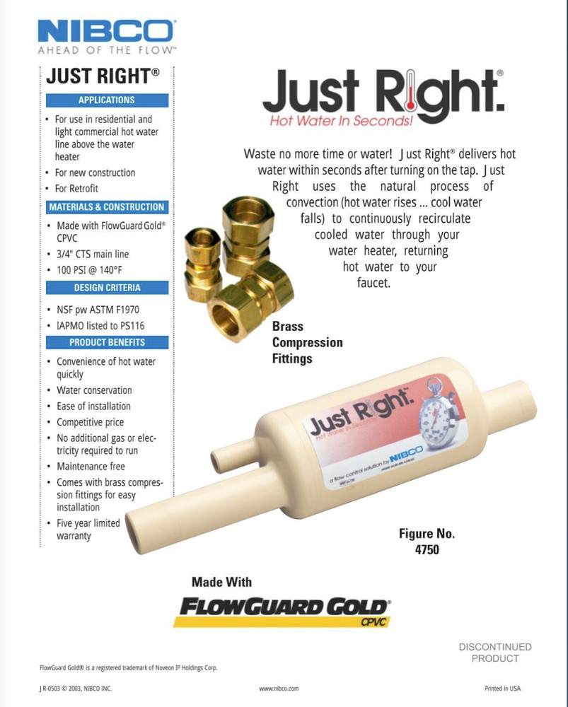 Nibco Just Right Circulating System VALVE, OPEN BOX, AS IS!