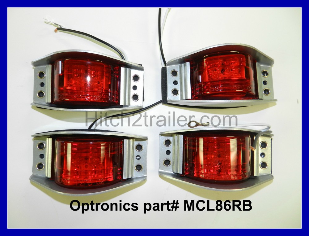 (4) Truck Trailer 6 LED RED Armored Die Cast Marker/Clearance Lights Optronics