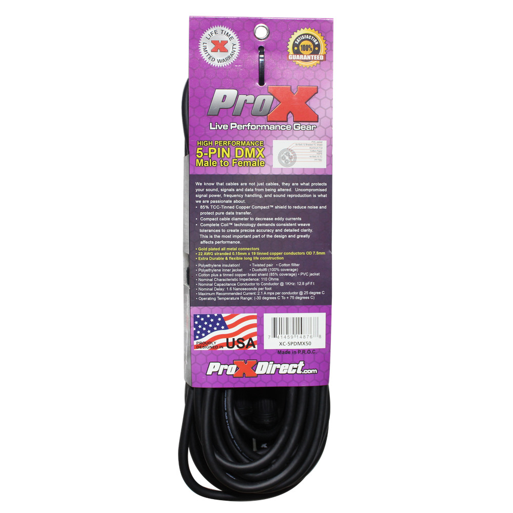 10 DMX Cables 5 Pin Stage Lighting Cables 50 ft