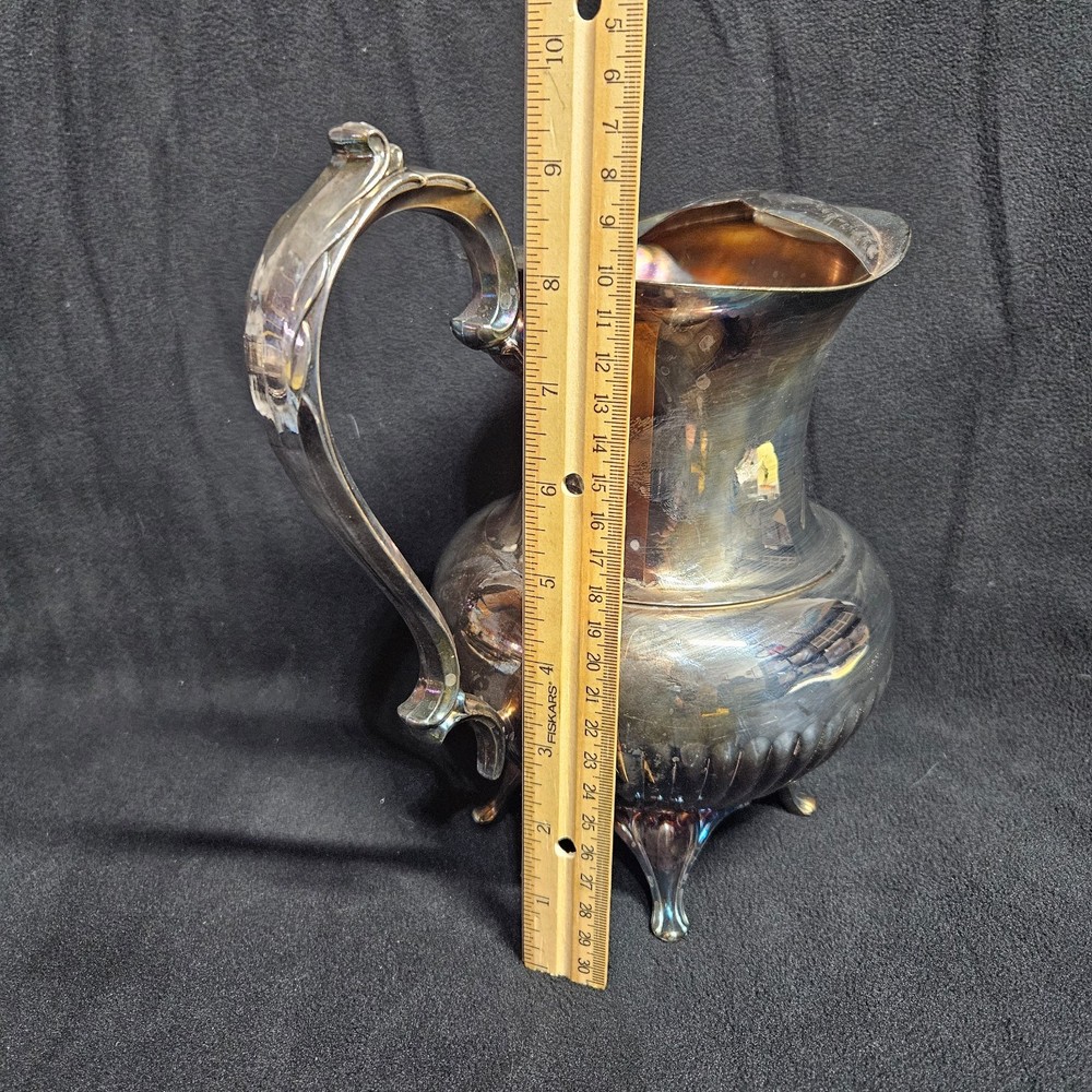 Vintage Silver Plated Footed Water Pitcher With Ice Lip
