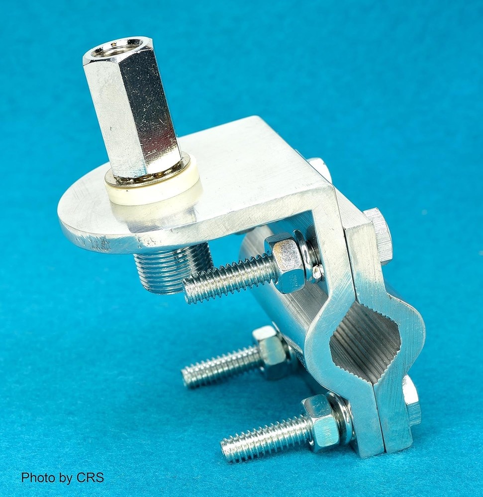 Silver Double Groove CB Antenna Mount with 3/8 x 24 Thread - Easy Installation
