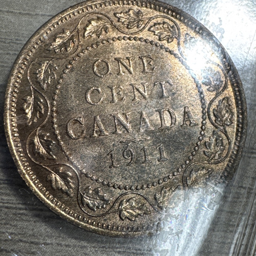Canada 1911 1c Large Cent MS-63 RED, ICCS