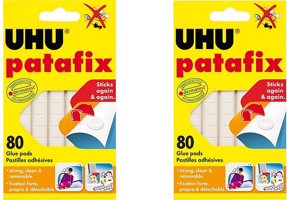 Patafix Glue Pad Removable Reusable White 80 Pads (2xPack)