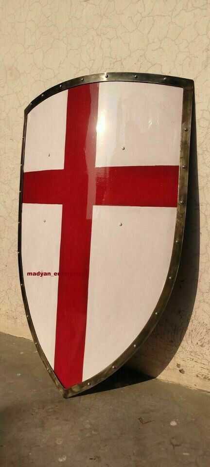 Medieval Crusader Shield Battle Knight Warrior Shield Templar Red Cross Item