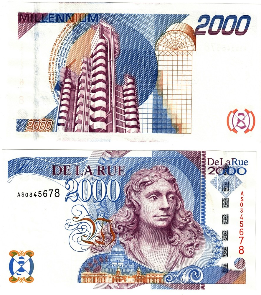 2002 Thomas De La Rue Test Banknote UNC 2000 Units WIDE Security Strip