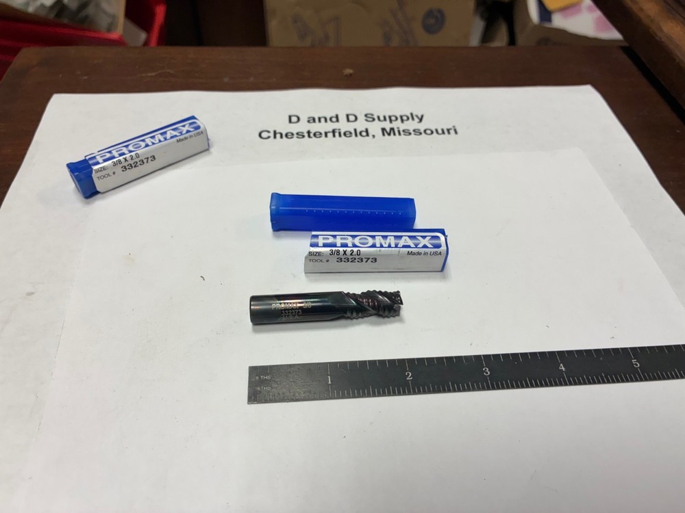 ProMax 332373, 3/8"x 3/4"x 2", Solid Carbide Roughing End Mill. 3FL, Unk Coating