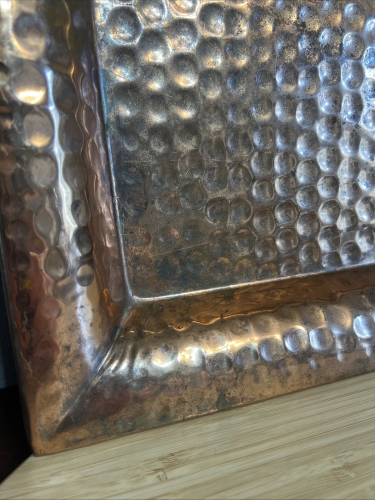 Hammered Square Solid Pure Copper Tray Plate Serveware Tableware, 13.5” Holidays
