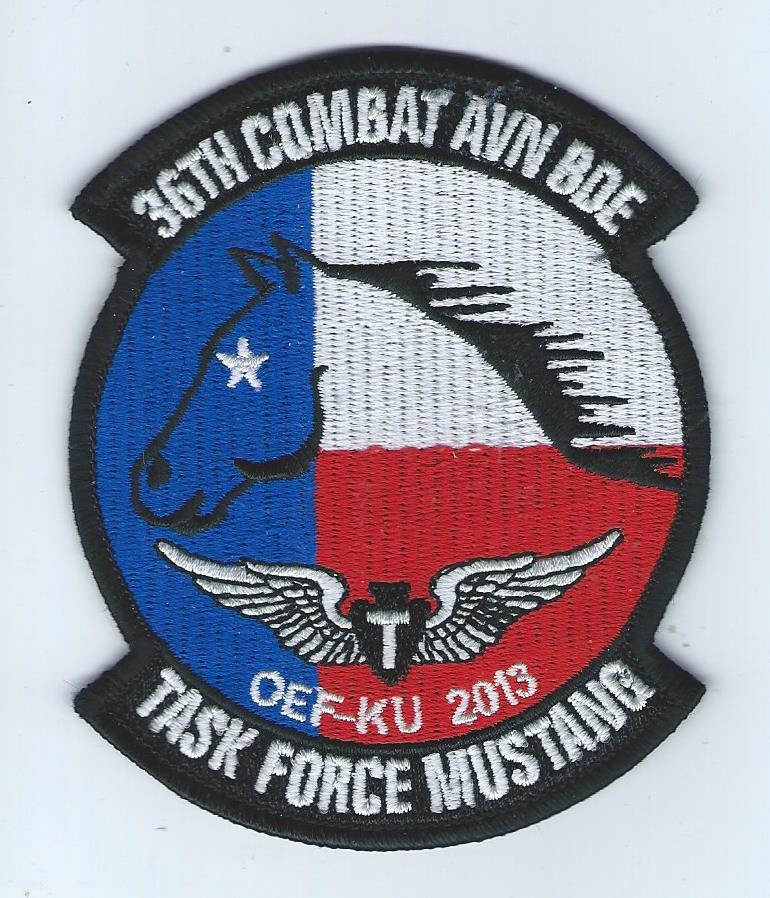 36th COMBAT AVN BDE OEF-KU 2013 "TASK FORCE MUSTANG"  patch