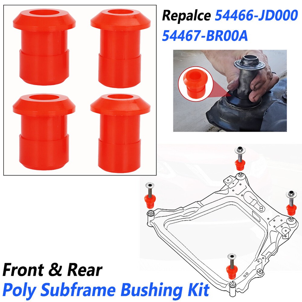 Poly Front Subframe Bushing Kit For 08-20 Nissan Rogue 54466-JD000, 54467-BR00A
