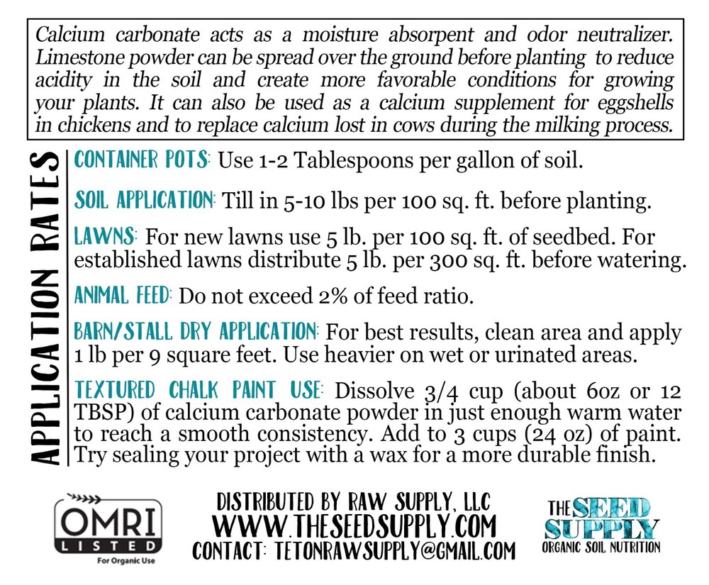 10 Lbs Limestone Calcium Carbonate Powder | Organic Fertilizer | pH Neutralizer